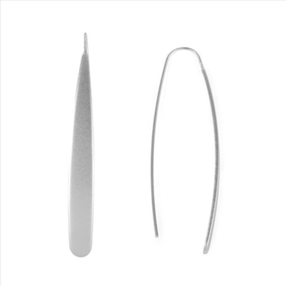 THREADER EARRINGS - MATTE SILVER - Picture 2 of 3